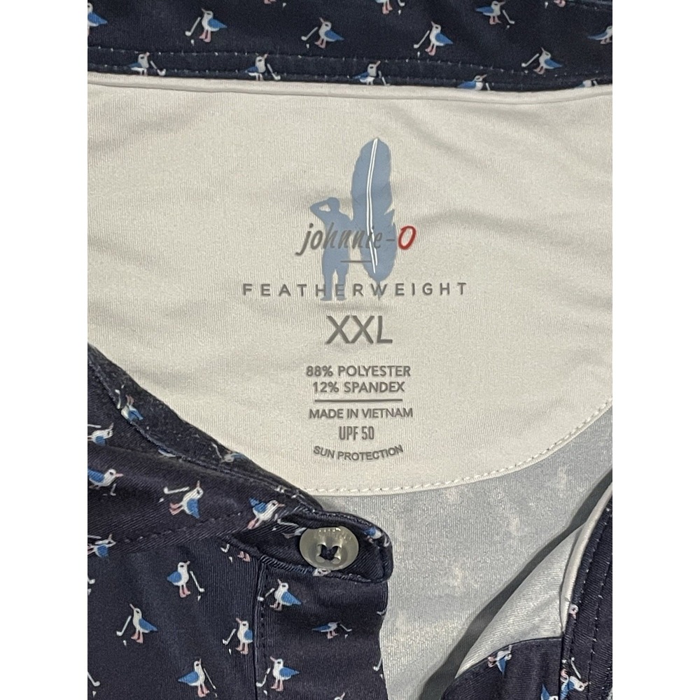 Johnnie‎ O Featherweight Polo XXL Blue Golf Birds Custom Embroidery Logo UPF 50 - Picture 3 of 7